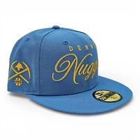 Denver Nuggets Radiant Blue Leon the Lab City Pick Axe Patch Green UV New Era 59FIFTY Fitted Hat