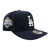 Los Angeles Dodgers Navy Back to Back Champions Patch Grey UV New Era 9FIFTY A-Frame Snapback Hat