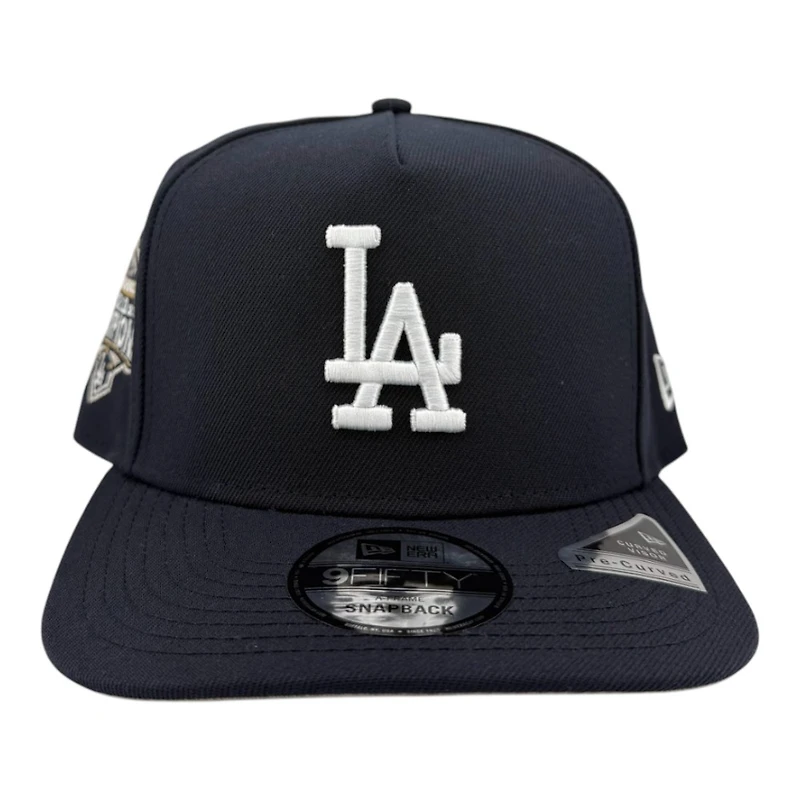 Los Angeles Dodgers Navy Back to Back Champions Patch Grey UV New Era 9FIFTY A-Frame Snapback Hat