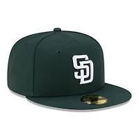 San Diego Padres Dark Green with White Logo Gray UV New Era 59FIFTY Fitted Hat