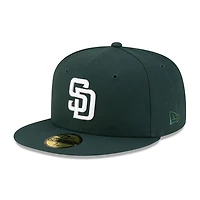 San Diego Padres Dark Green with White Logo Gray UV New Era 59FIFTY Fitted Hat
