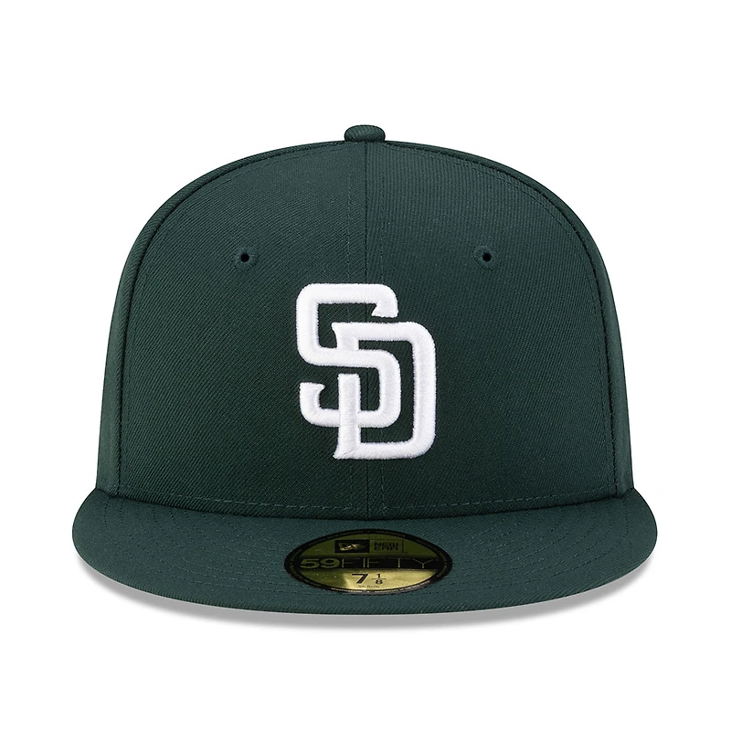 San Diego Padres Dark Green with White Logo Gray UV New Era 59FIFTY Fitted Hat