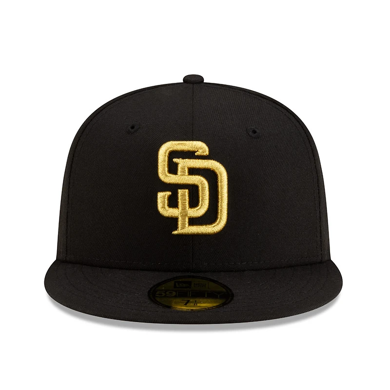 San Diego Padres Black with Gold Logo Gray UV New Era 59FIFTY Fitted Hat