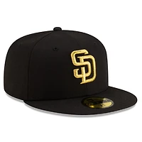 San Diego Padres Black with Gold Logo Gray UV New Era 59FIFTY Fitted Hat