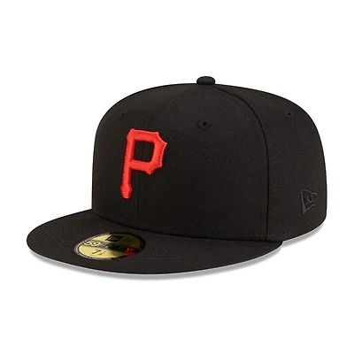 Pittsburgh Pirates Black with Red Logo Gray UV New Era 59FIFTY Fitted Hat