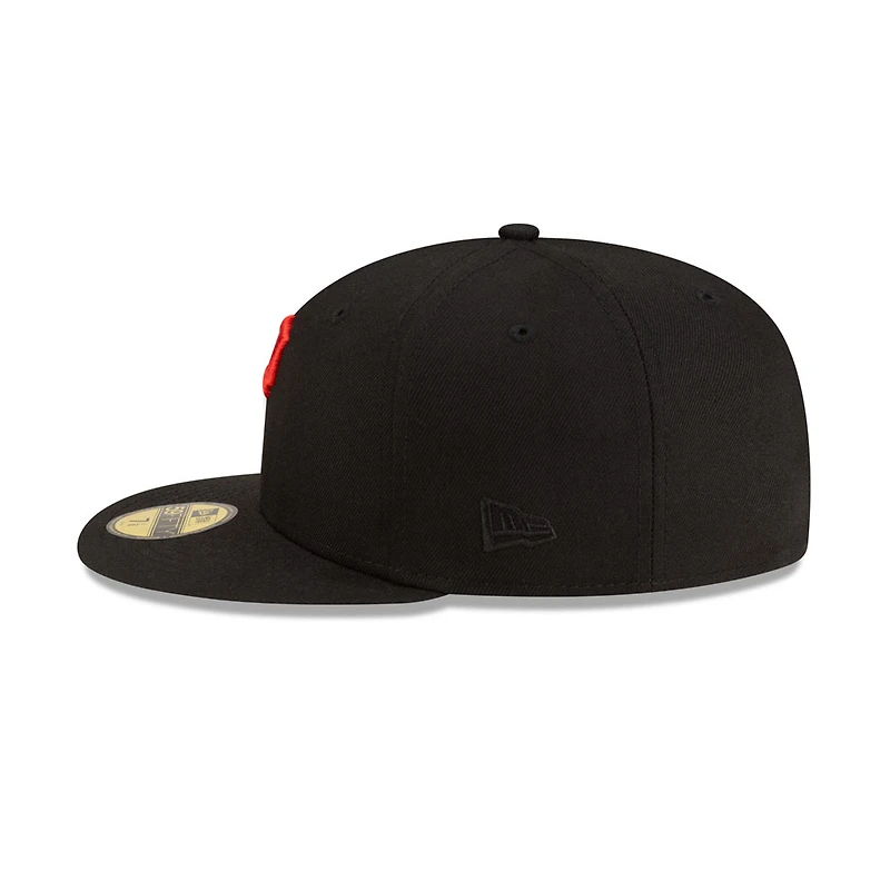Pittsburgh Pirates Black with Red Logo Gray UV New Era 59FIFTY Fitted Hat