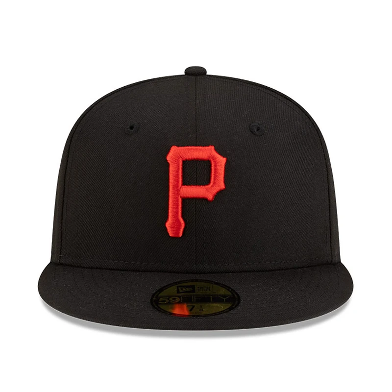 Pittsburgh Pirates Black with Red Logo Gray UV New Era 59FIFTY Fitted Hat
