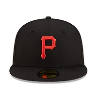 Pittsburgh Pirates Black with Red Logo Gray UV New Era 59FIFTY Fitted Hat