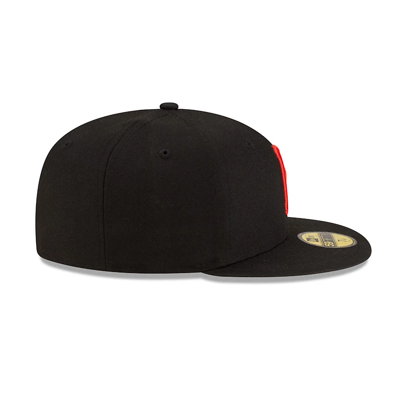 Pittsburgh Pirates Black with Red Logo Gray UV New Era 59FIFTY Fitted Hat