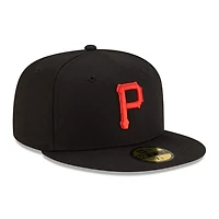 Pittsburgh Pirates Black with Red Logo Gray UV New Era 59FIFTY Fitted Hat