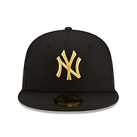 New York Yankees Black with Gold Logo Gray UV Era 59FIFTY Fitted Hat