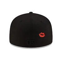 New York Yankees Black on Red Lips Gray UV Era 59FIFTY Fitted Hat