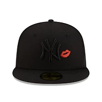 New York Yankees Black on Red Lips Gray UV Era 59FIFTY Fitted Hat
