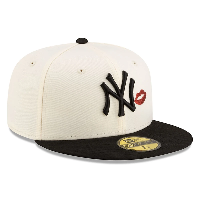 New York Yankees Chrome & Black 2Tone Red Lips Gray UV Era 59FIFTY Fitted Hat