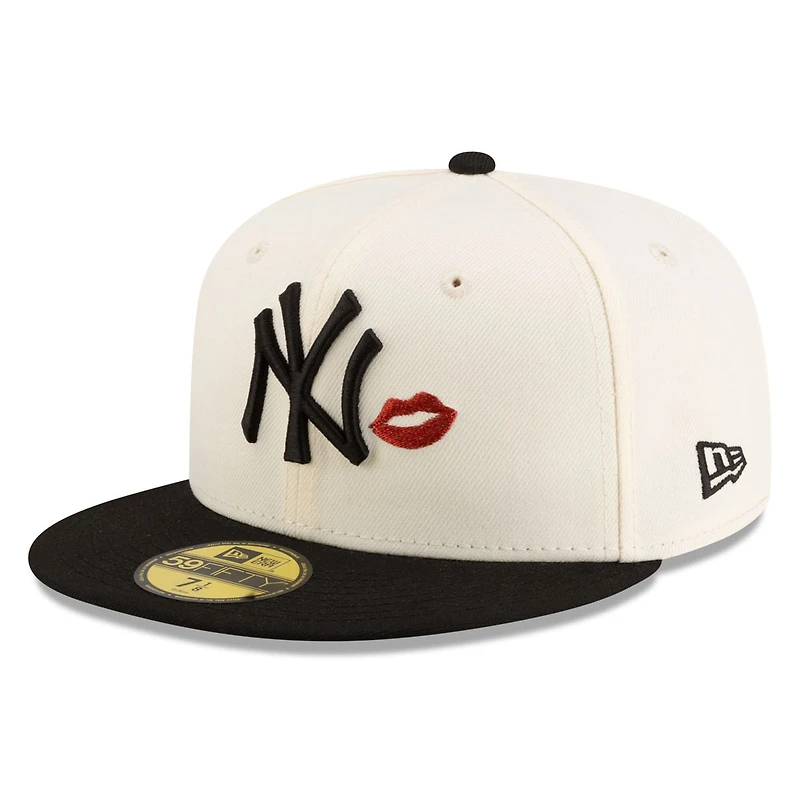 New York Yankees Chrome & Black 2Tone Red Lips Gray UV Era 59FIFTY Fitted Hat