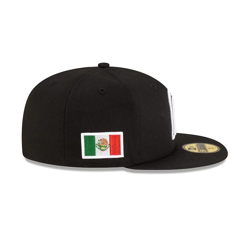 Mexico Black and White Flag Side Patch Batterman New Era 59FIFTY Fitted Hat