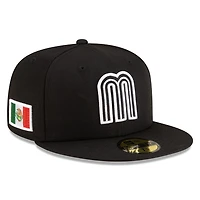 Mexico Black and White Flag Side Patch Batterman New Era 59FIFTY Fitted Hat