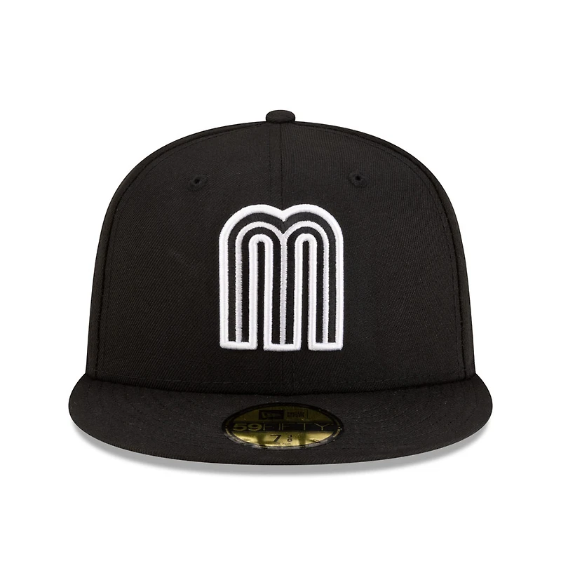 Mexico Black and White Flag Side Patch Batterman New Era 59FIFTY Fitted Hat