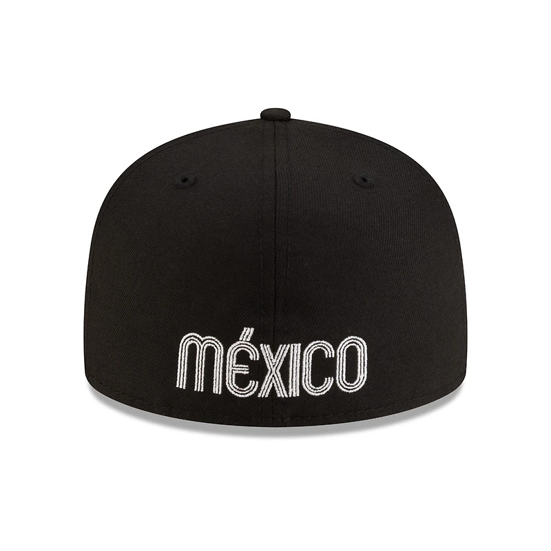 Mexico Black and White Flag Side Patch Batterman New Era 59FIFTY Fitted Hat