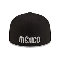 Mexico Black and White Flag Side Patch Batterman New Era 59FIFTY Fitted Hat