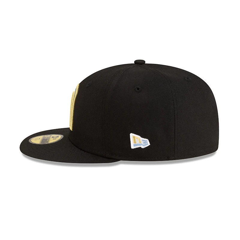 Mexico Black with Gold and Blue M Logo Flag Side Patch Batterman Icy UV New Era 59FIFTY Fitted Hat