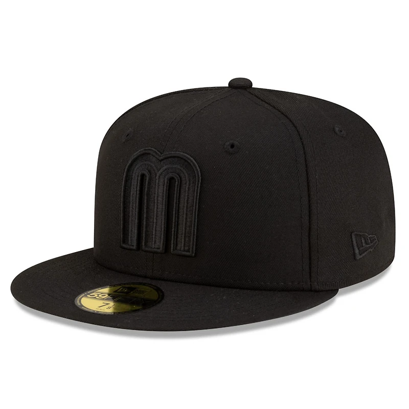 Mexico All Black Flag Side Patch Batterman Gray UV New Era 59FIFTY Fitted Hat