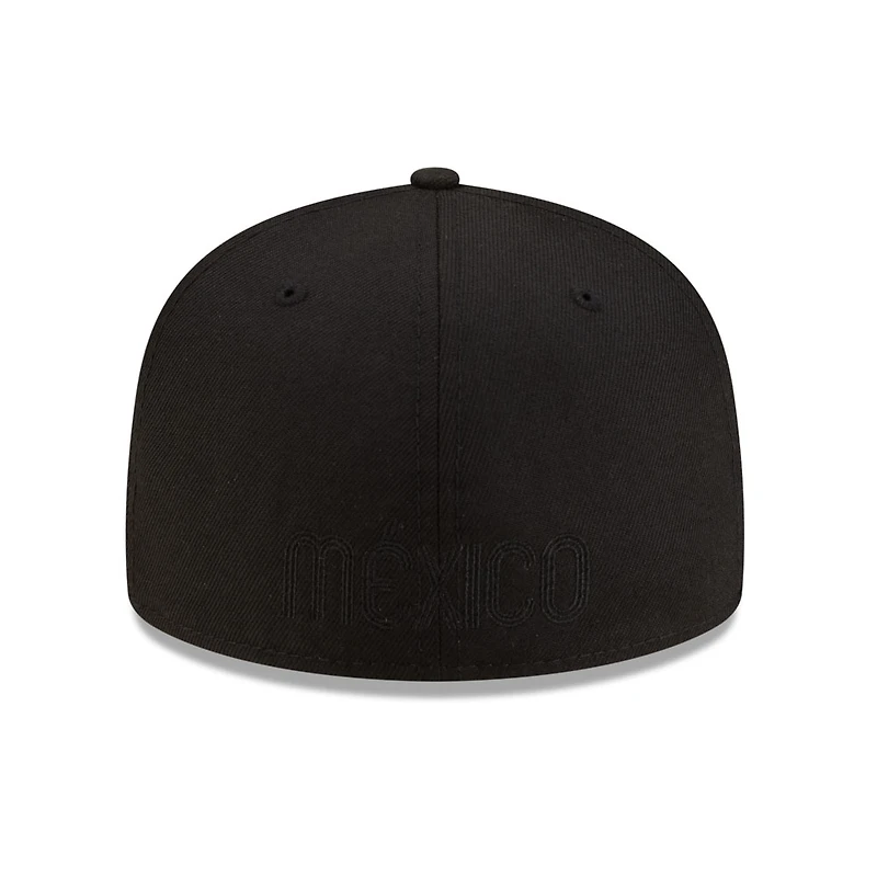 Mexico All Black Flag Side Patch Batterman Gray UV New Era 59FIFTY Fitted Hat