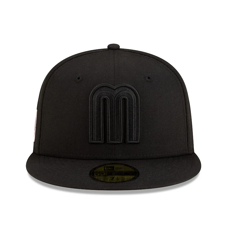 Mexico All Black Flag Side Patch Batterman Gray UV New Era 59FIFTY Fitted Hat