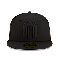 Mexico All Black Flag Side Patch Batterman Gray UV New Era 59FIFTY Fitted Hat