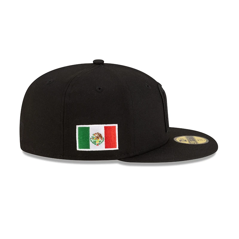 Mexico All Black Flag Side Patch Batterman Gray UV New Era 59FIFTY Fitted Hat