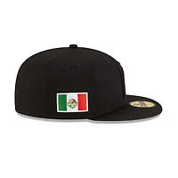 Mexico All Black Flag Side Patch Batterman Gray UV New Era 59FIFTY Fitted Hat