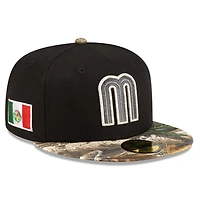 Mexico Black and Realtree Camo Flag Side Patch No Batterman Gray UV New Era 59FIFTY Fitted Hat