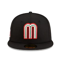 Mexico Black with Red Outline Logo Flag Side Patch Batterman Gray UV New Era 59FIFTY Fitted Hat
