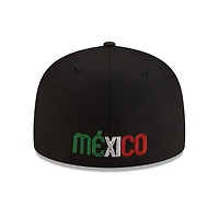 Mexico Black with Red Outline Logo Flag Side Patch Batterman Gray UV New Era 59FIFTY Fitted Hat