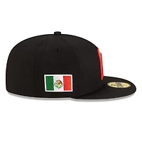 Mexico Black with Red Outline Logo Flag Side Patch Batterman Gray UV New Era 59FIFTY Fitted Hat
