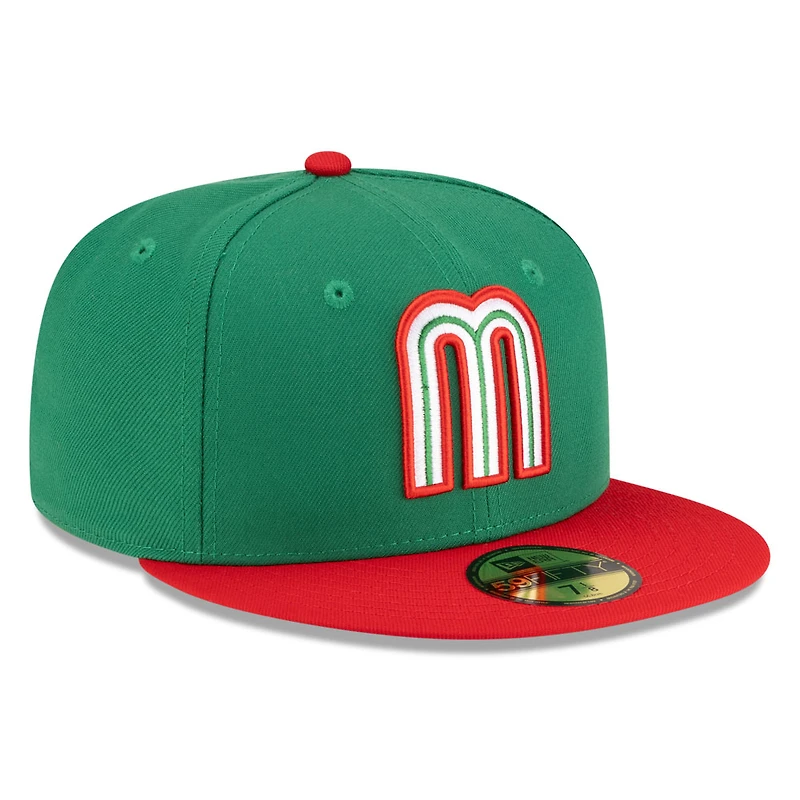 Mexico Kelly Green and Scarlet Red Flag Batterman Gray UV New Era 59FIFTY Fitted Hat