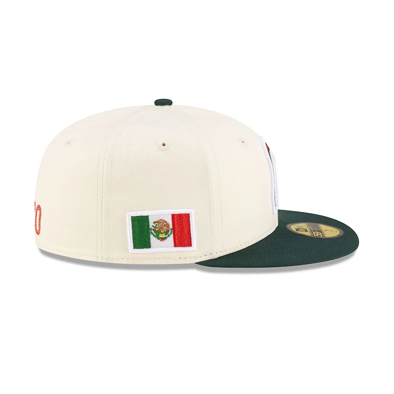 Mexico Chrome and Dark Green Flag Side Patch Batterman Red UV New Era 59FIFTY Fitted Hat