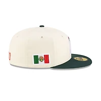 Mexico Chrome and Dark Green Flag Side Patch Batterman Red UV New Era 59FIFTY Fitted Hat