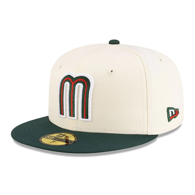 Mexico Chrome and Dark Green Flag Side Patch Batterman Red UV New Era 59FIFTY Fitted Hat