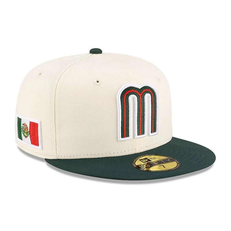 Mexico Chrome and Dark Green Flag Side Patch Batterman Red UV New Era 59FIFTY Fitted Hat