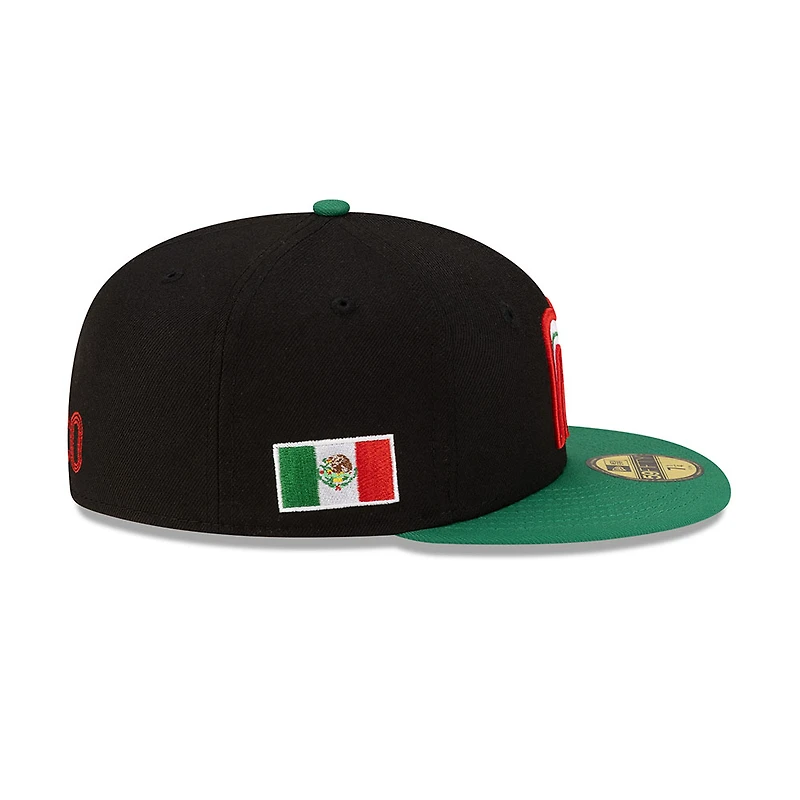 Mexico Black and Green Flag Side Patch Batterman Gray UV New Era 59FIFTY Fitted Hat