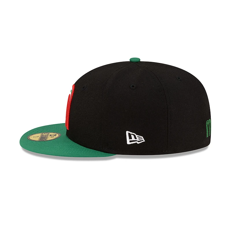 Mexico Black and Green Flag Side Patch Batterman Gray UV New Era 59FIFTY Fitted Hat