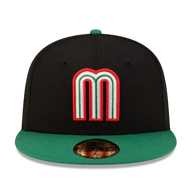 Mexico Black and Green Flag Side Patch Batterman Gray UV New Era 59FIFTY Fitted Hat