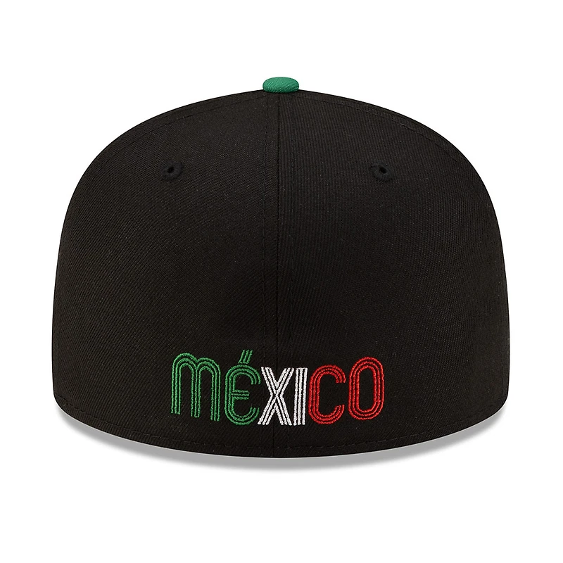 Mexico Black and Green Flag Side Patch Batterman Gray UV New Era 59FIFTY Fitted Hat
