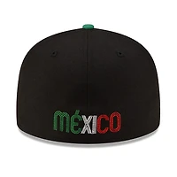 Mexico Black and Green Flag Side Patch Batterman Gray UV New Era 59FIFTY Fitted Hat
