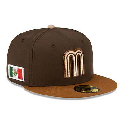 Mexico Walnut and Toasted Peanut 2Tone Flag Side Patch Batterman Tan UV New Era 59FIFTY Fitted Hat