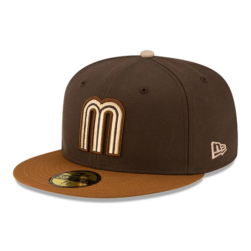Mexico Walnut and Toasted Peanut 2Tone Flag Side Patch Batterman Tan UV New Era 59FIFTY Fitted Hat