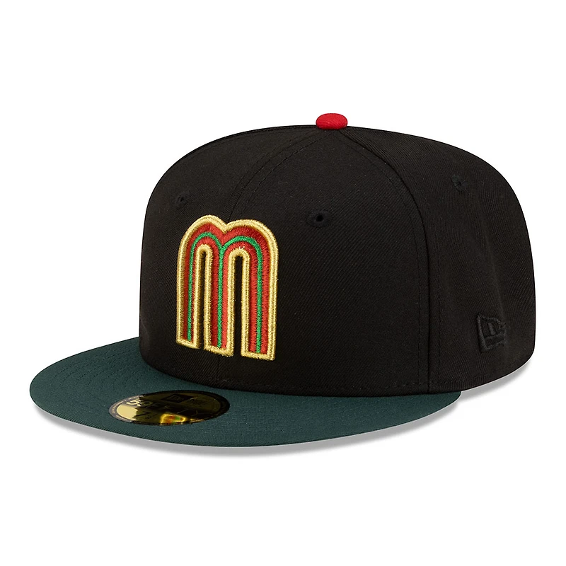 Mexico Black and Dark Green 2Tone Flag Side Patch Batterman Gray UV New Era 59FIFTY Fitted Hat