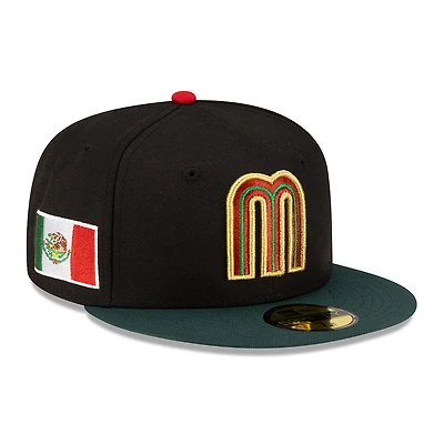 Mexico Black and Dark Green 2Tone Flag Side Patch Batterman Gray UV New Era 59FIFTY Fitted Hat
