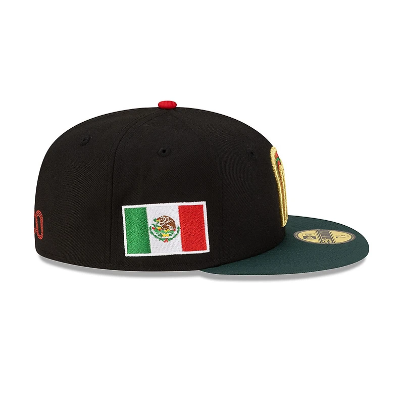 Mexico Black and Dark Green 2Tone Flag Side Patch Batterman Gray UV New Era 59FIFTY Fitted Hat